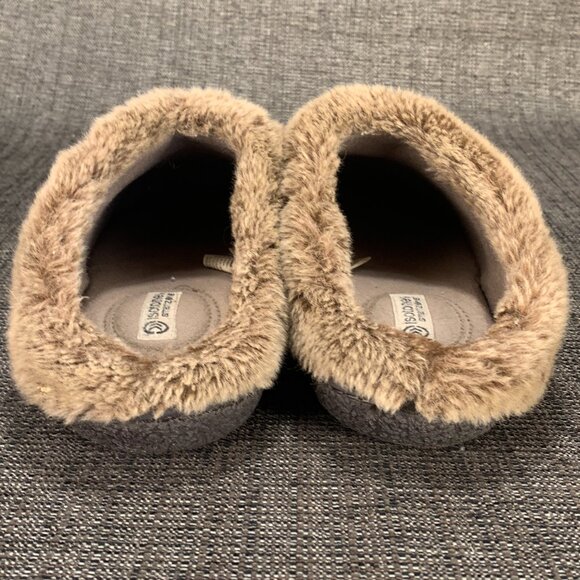 Isotoner Women's Tan Microsuede Faux-Fur Clog Slipper Size 9.5-10 smartzone - Picture 7 of 13